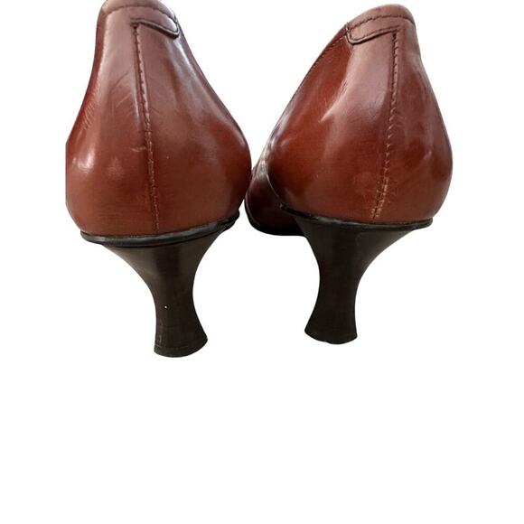 Vintage Enzo Angiolini Eadanette Brown Leather Low Loafer Pumps Heels Size 8.5 - Picture 11 of 12